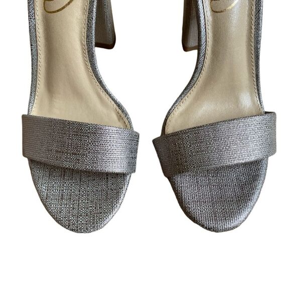 NEW Sam Edelman Yaro Block Heeled Open Toe Sandals Size 5 in Pewter Metallic - Picture 5 of 15